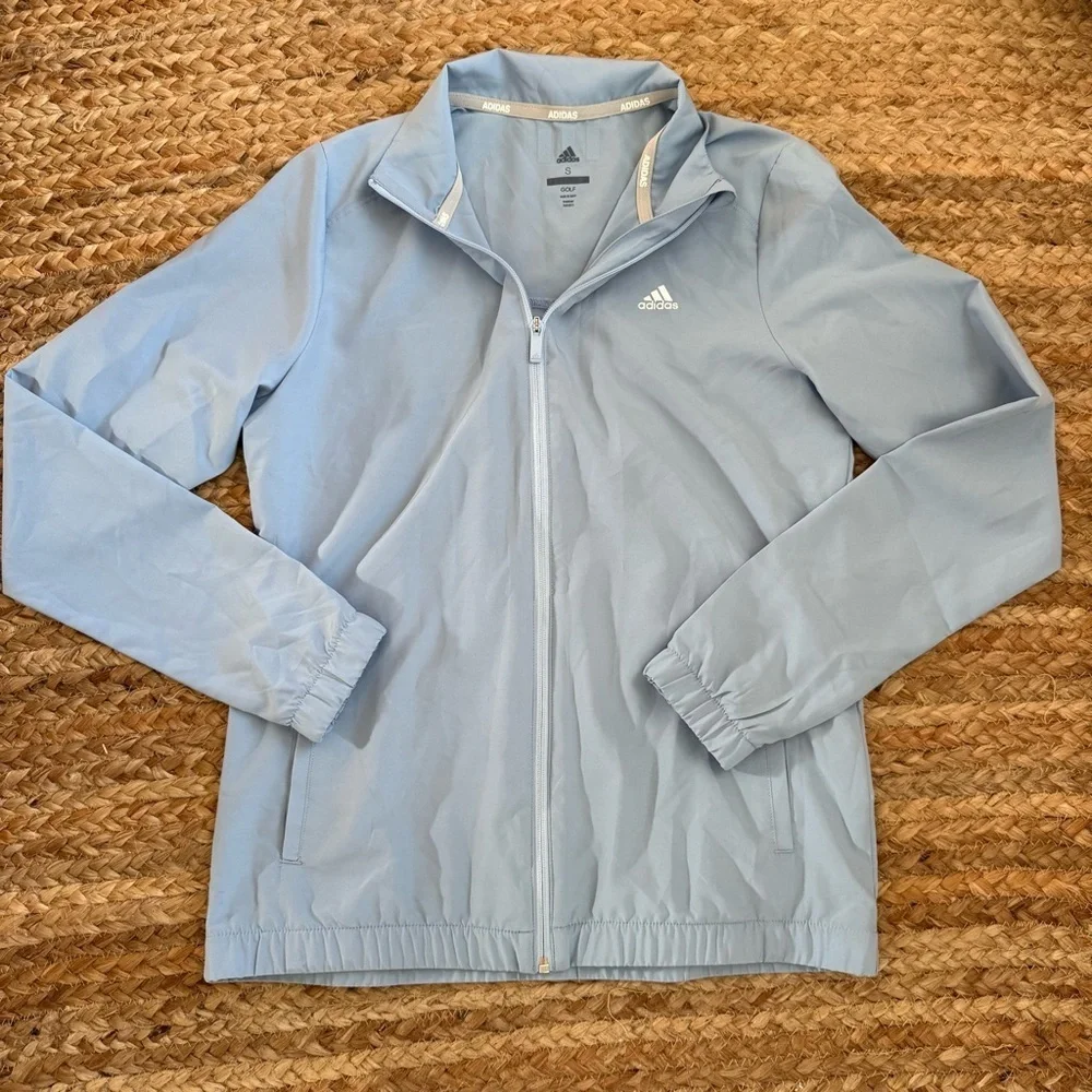 Adidas Golf Women’s Small Lightweight Blue Zip Front Athletic Jacket